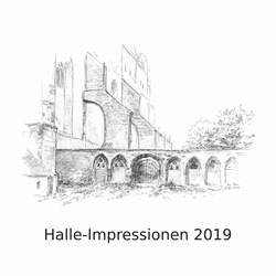 Tuschezeichnungen zu Halle an der Saale von Volker Seifert aus dem Jahr 2018