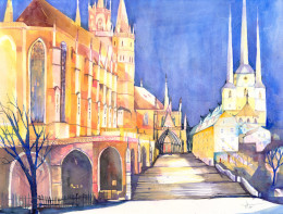 Erfurter Dom Aquarell von Heidi Hallmann