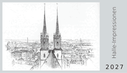Postkartenansichten gezeichnet von Volker Seifert zu Halle-Impressionen